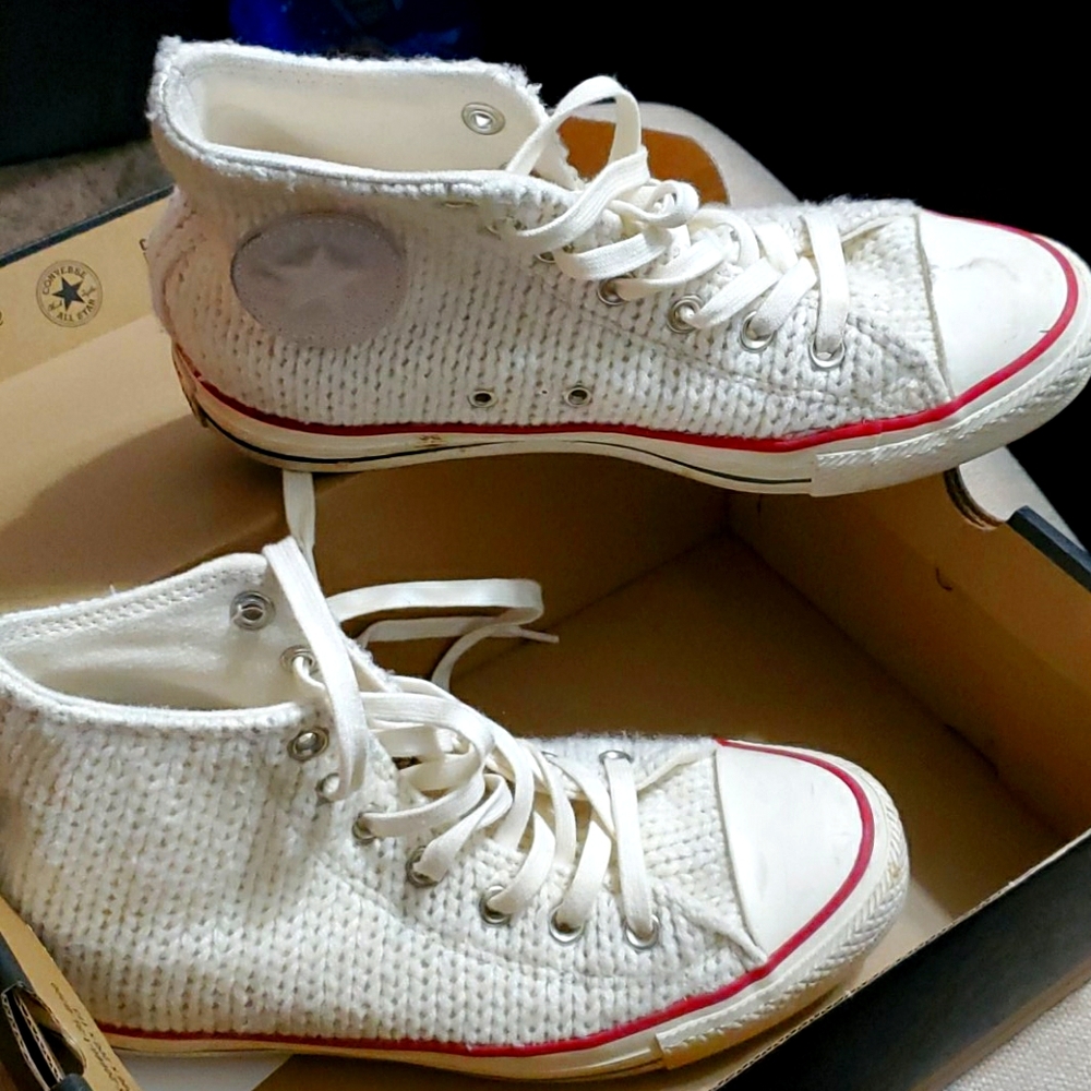 Vintage knit Converse high top sneakers